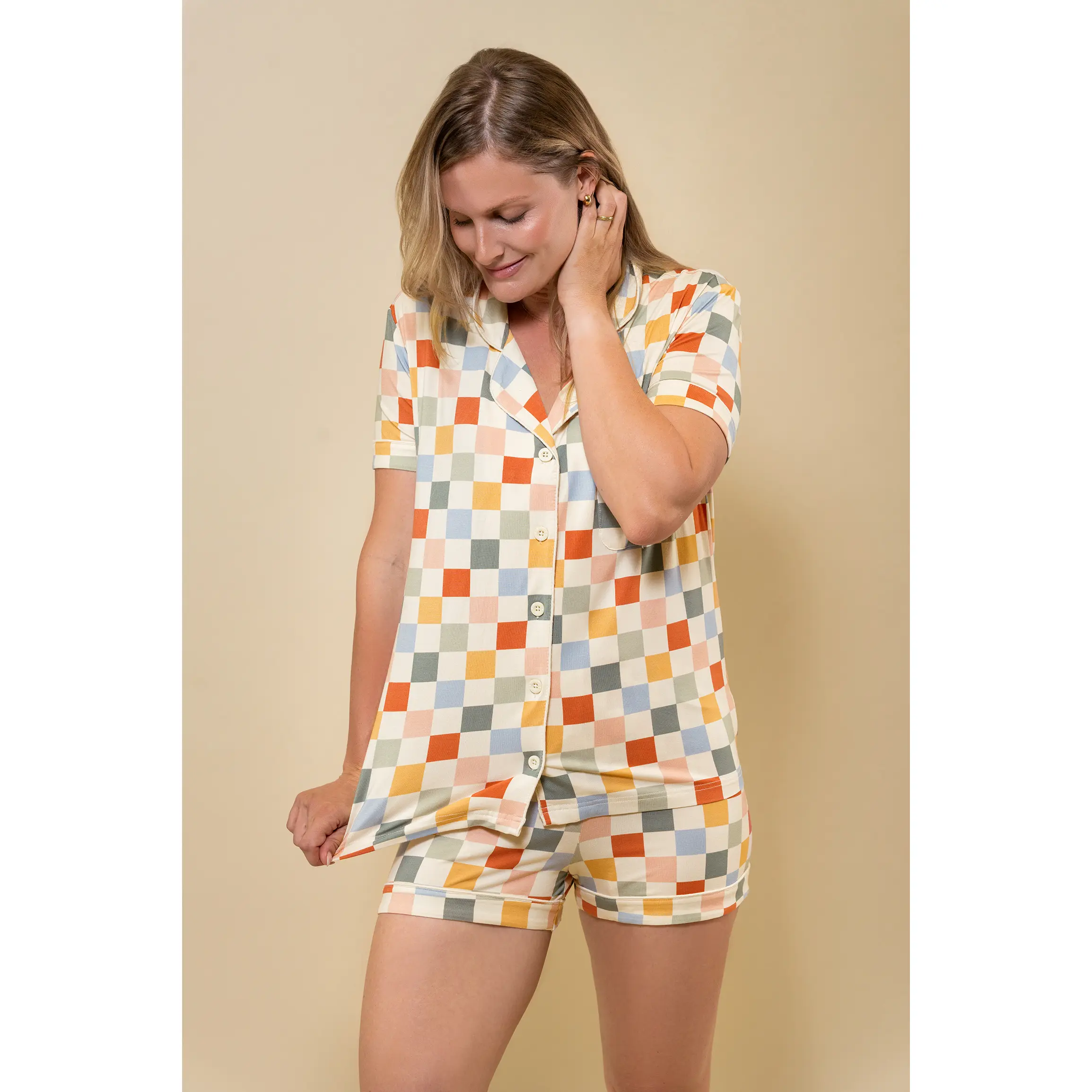 Womens PJ's Short Sleeve (Vintage Checkered)