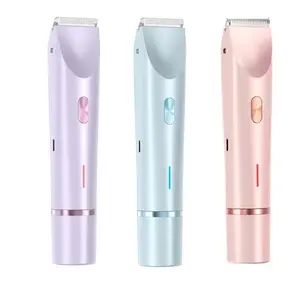 Electric Bikini Trimmer for Women, Rechargeable 2-in-1 Body and Facial Hair Removal, Dual-Head Electric Shaver and Razor for Pubic Hair, Face, Underarms and Legs, Waterproof USB Cordless Trimmer