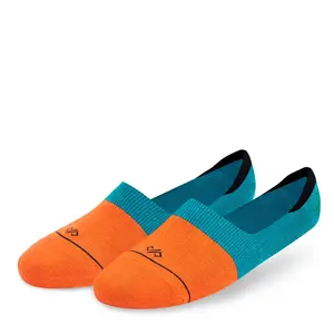 Colorful Cotton Socks: DS Unisex Invisibles (Orange/Teal Green)