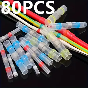 80pcs Weld Ring Heat Shrink Terminals, Equipment Connection Heat Shrink Tube, Insulated Wire Connector Terminal Set, Durable Reliable Connectors