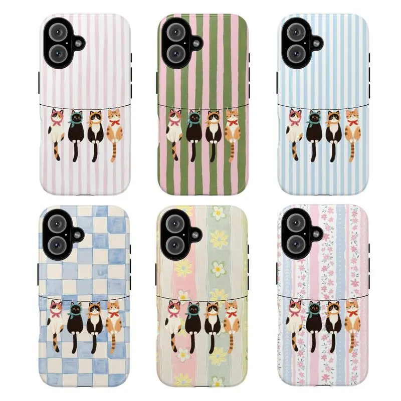 Durable Elegant Glam Glossy Hangable Hanging Cat Phone Case, Playful Colorful Kitty Aesthetic Cover, Tough Shockproof Protector, Compatible with iPhone 11-17 Pro Max/Plus, Samsung Galaxy S23-25, Gift for Cat Lovers