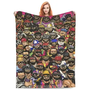 Macho Man Randy Savage Collage  Blanket, Retro Wrestling Throw Blanket Super Soft Cozy Plush Flannel Blanket for Couch Bed Sofa, Lightweight Warm Travel Camping Blanket,---Warm Haven Textiles