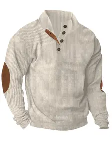 Men's Corduroy Pullover Winter Sweater, Warm No Cap Sweatshirt, Casual Style, Perfect for Daily Wear and Seasonal