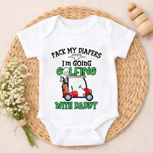 Soft Baby Bodysuit Golf Cart With Diapers Print 100% Pure Cotton Non-Irritating Snap Closure Breathable Stretchy Perfect For Gifting & Everyday
