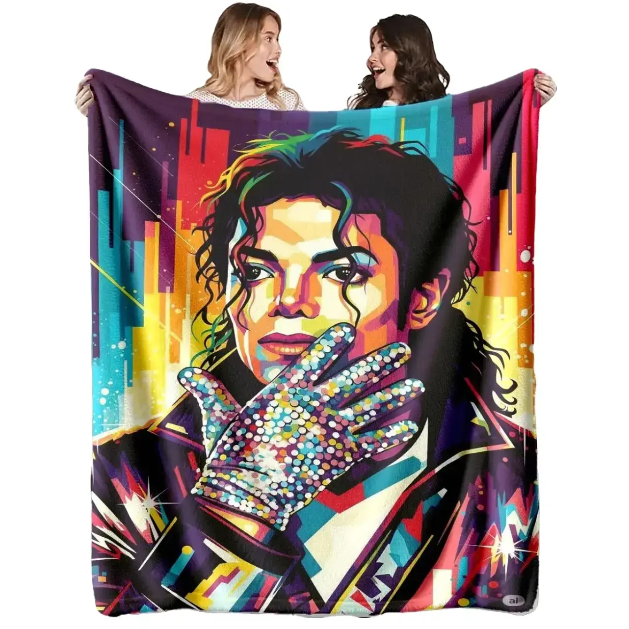 Michael Jackson Art Theme Blanket, High-Weight Flannel Fabric, Soft and Warm, Anti-Wrinkle, Easy Clean, Machine Washable Blanket, Soft Warming Blanket, Perfect Gift for Fans Music Legend King Of Pop Lounge Throw Bedding