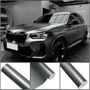 Premium Metallic Matte Charcoal Grey PET Wrap Vinyl Film Car Body DIY Decal Protective PVC Cover Sticker Auto Tuning Accessories