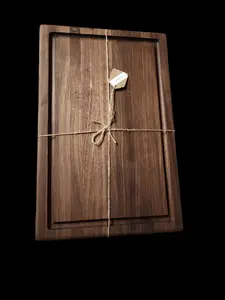 Handcrafted Black Walnut Cutting Board 11x17x1.25 with Juice Groove No Feet Premium Hardwood for Daily Chopping & Carving