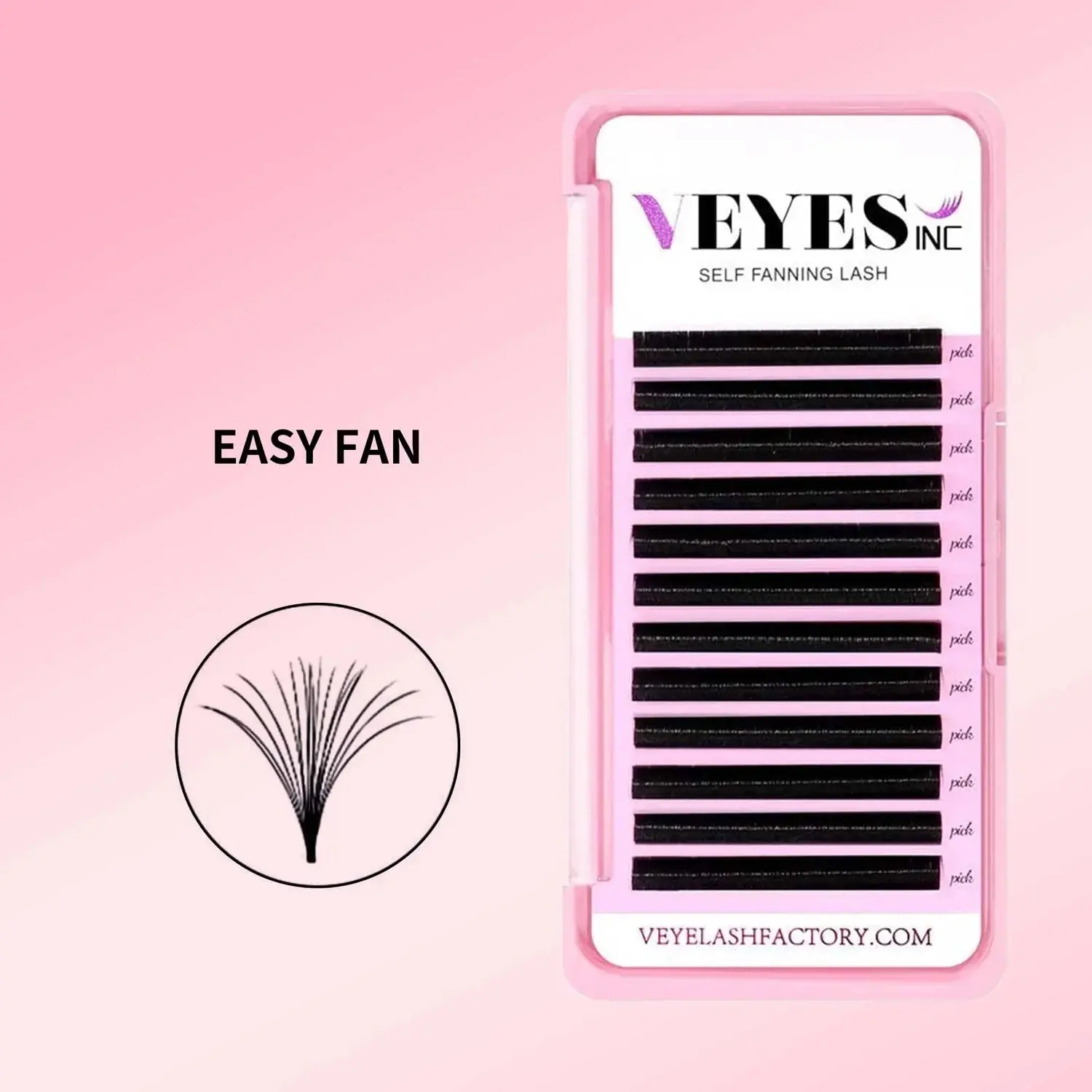 Veyes Self-Fanning Eyelash Extensions - 0.03 Thickness False Lashes for Cosmetic Styling, Beauty & Personal Care Makeup Use