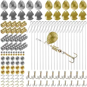Fishing Lure Making Kit - 140pcs Spinner Making Kit Fishing Spoon Rigs Spinnerbaits DIY Accessories Shaft Spinner Blade Clevis Treble Hooks Beads Craft Fishing Lure Making Gear