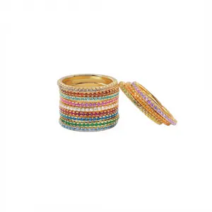 12-Month Birthstone Stackable Ring Set for Women in Gold-Plated 925 Sterling Silver, Bohemian Halo CZ Jewelry, Casual Gift for Birthday or Mother's Day