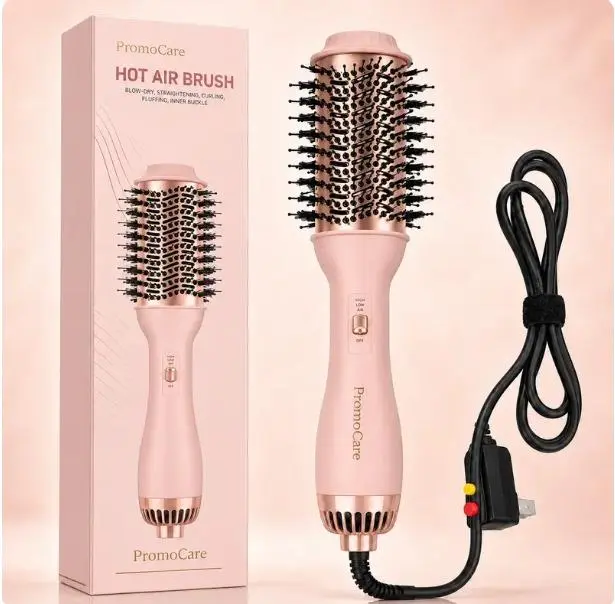 Hot Air Brush 4 Ways to Style Hair Dryer Brush for Blow-Dry Straighten Curl Ends & Add Volume One Tool for Everyday Styling Daily Pink ,curly hair styles, easy to use ,Premium Quality