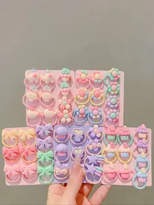 Cute Mixed Color & Design Hair Tie (50pcs), Including Cartoon Animals, Bow, Flowers, Fruits, Marine Lifes & Heart Food Design Hair Tie, Fashion Hair Accessories for Women & Girls