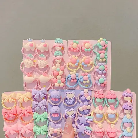 Cute Mixed Color & Design Hair Tie (50pcs), Including Cartoon Animals, Bow, Flowers, Fruits, Marine Lifes & Heart Food Design Hair Tie, Fashion Hair Accessories for Women & Girls, Fashionable Hair Accessories, Elastic Tie Band, Bowknot, Cute Hair Ties