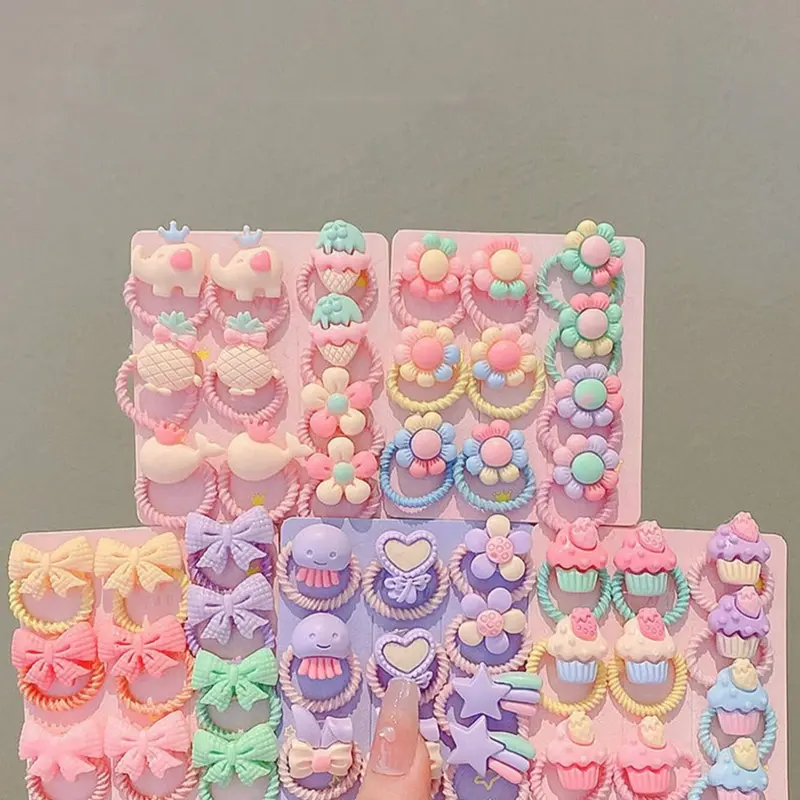 Cute Mixed Color & Design Hair Tie (50pcs), Including Cartoon Animals, Bow, Flowers, Fruits, Marine Lifes & Heart Food Design Hair Tie, Fashion Hair Accessories for Women & Girls, Fashionable Hair Accessories, Elastic Tie Band, Bowknot, Cute Hair Ties