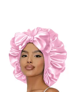 Women's Satin Sleep Cap Single Layer, Soft Breathable Adjustable Hair Bonnet Summer Nightcap, Heat Protection Hair Styling Hat Bonnets for Sleeping