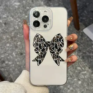Fashion Camo Bowknot Pattern Phone Case, Durable Protective Phone Cover, Phone Accessories Compatible with iPhone 11 12 13 14 15 16 Series