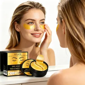 24k Gold Under Eye Patches - Collagen & Hyaluronic Acid Infused Anti-Aging Eye Mask for Reducing Dark Circles, Puffiness, Wrinkles, 60 Pcs Advanced Dual Eye Treatment