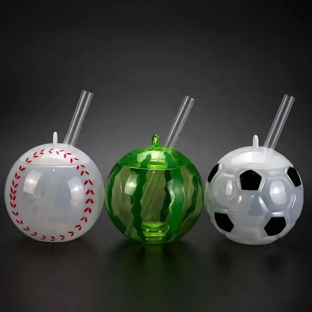 Versatile Sports Water Bottle - Durable PET, BPA-Free with Lid & Straw, Baseball/Soccer Themed, Travel-Friendly Drinkware Gift