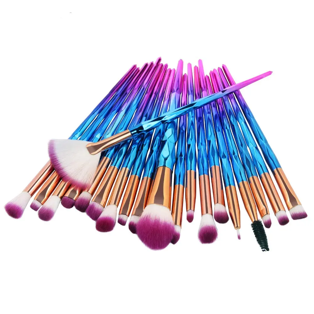 Halloween Fall Gift Pack of 20pcs Cosmetic Eye Shadow Sponge Eyeliner Eyebrow Lip Nose Foundation Powder Makeup Brushes Sets (purple)