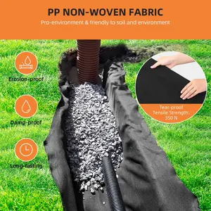 Garvee 4ft x 50ft 6oz Geotextile Fabric Landscape Roll, Heavy Duty PP Drainage Fabric with 350N Tensile Strength, 440N Load Capacity for Driveway Stabilization, Roads, Erosion Control & French Drains