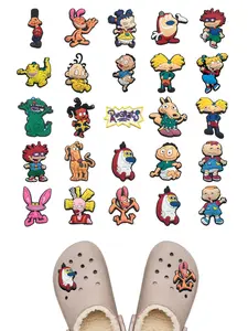 Little Ghost Paris Cartoon PVC DIY Shoe Buckle Decorations, Classic Wooden Sandals, Family Friends Fan Gathering Christmas Party Birthday Gift