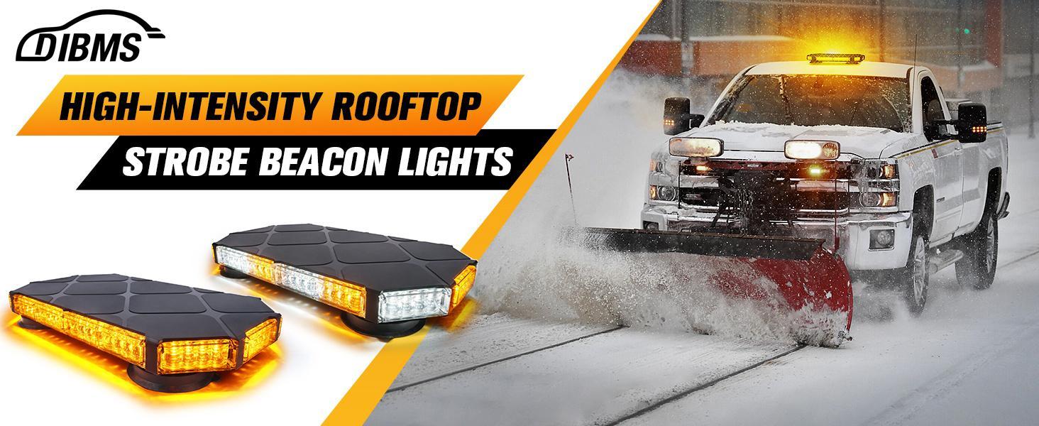 DIBMS 56 LED Roof Strobe Beacon Lights Strip Roof Hazard Warning Emergency Safety Flashing Lights, Amber/White Emergency Rooftop Strobe Lights Bar,Men's Car Accessories,Father's Day gift, amber  car  lights Dual Color LED Emergency Strobe Lights