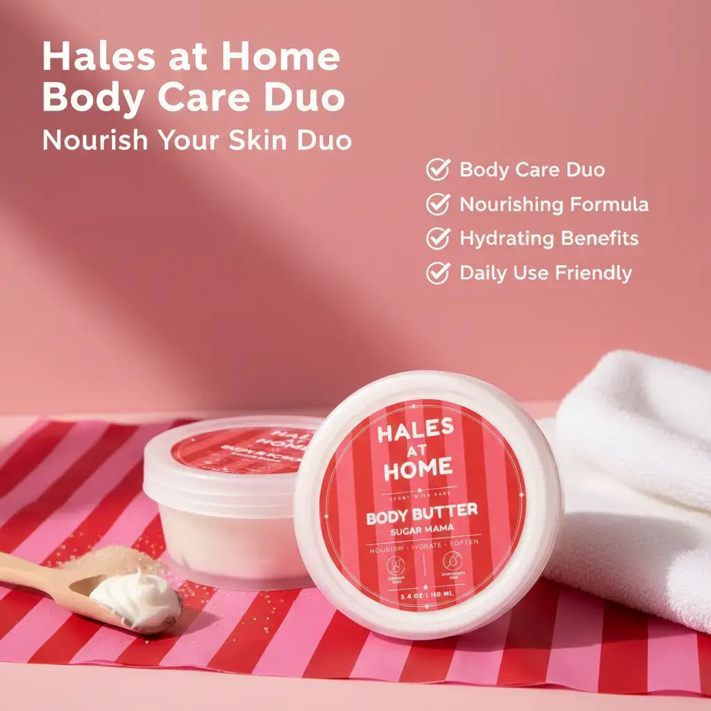 HALES AT HOME Body Care Duo - body butter and sugar, scrub, duo