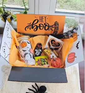 Spooky Vibes Boo Gift Box - Halloween Magic Bundle with Glass Cup Keychain Hair Clip Decal & Candy Pack for Unisex