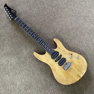 Natural Wood 24-Fret Electric Guitar with HSH Pickups, Rosewood Fingerboard & Chrome Hardware for Versatile Tone