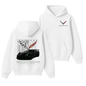 Corvette ZR1 Hoodie, Black Sports Car Graphic Sweatshirt, American Supercar Performance Hoodie for Car Enthusiasts