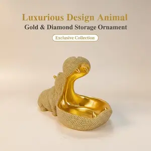 1pc Hippo Storage Figurine Sculpture A dual-purpose animal hippo artwork for both storage and decoration, suitable as a versatile display piece for living rooms, TV stands, bedrooms, kitchens, offices, and tea rooms.