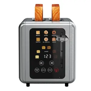 WHALL Touchscreen Toaster 2 Slice, Stainless Steel Digital Timer Toaster, 6 Bread Types & 6 Shade Settings, Smart Extra Wide Slots Toaster With Bagel, Cancel, Defrost Functions