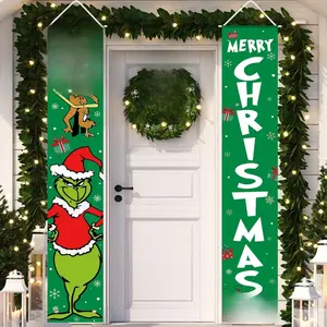 Christmas Decorations Christmas Decor Green Banner Xmas Porch Door Sign Welcome Banner for Indoor Outdoor Wall Home