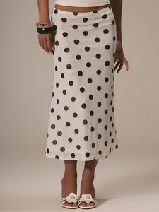 Women's Polka Dot Print Midi Skirt, Cute Fashion Casual Low Waist  Skirt for Daily Outdoor Wear, Ladies Bottoms for All Seasons