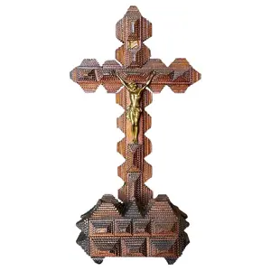 Tramp Art Wood Crucifix, Early 20th Century