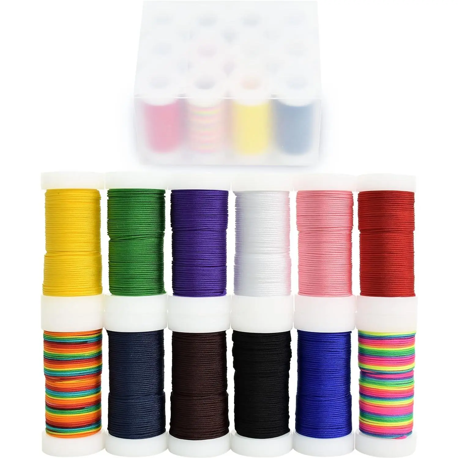 12-Color Wearable 0.8mm Satin Rattail Assortment Kit Beading Cords & Threads, 240yds Synthetic Silky Nylon Beads Making String, No-Fading Soft Surface Bracelet Blank for Macrame Friendship Bracelet, Chinese Knotting