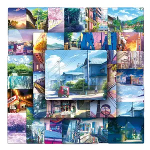50pcs/set Street View Pattern Sticker, DIY Decorative Decal For Skateboard, Laptop, Phone, Luggage, Water Bottle