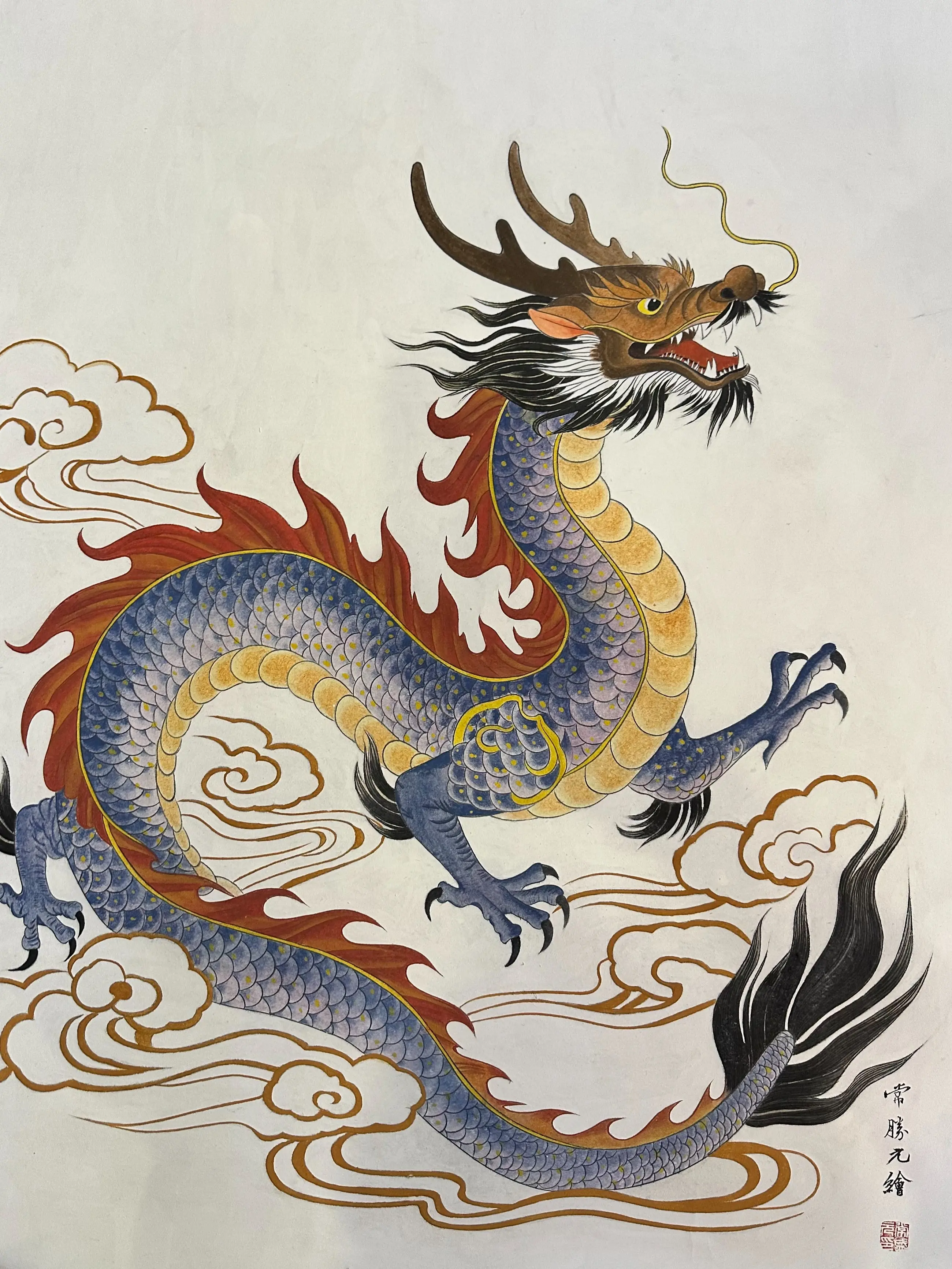 Dragon Wandering Through Clouds and Mist Master Hand-Painted Dunhuang Flying Apsaras • Mogao Grottoes Replica • Museum-Grade Collectible Art for Atmospheric Home Decor-81