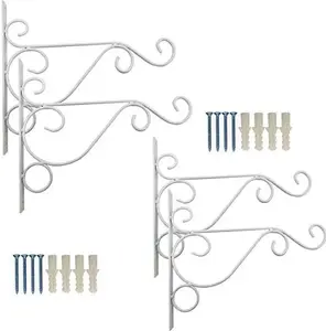 4 count Metal  Bracket Iron Wall Mount Lanterns Hangers for Hanging Bird Feeders, Lanterns, Wind Chimes, Planters, Outdoor Decoration Hooks (White)