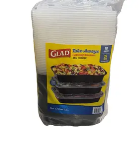 Glad Take-Aways Food Storage Containers with Lids, 38 oz Rectangle, 35-sets