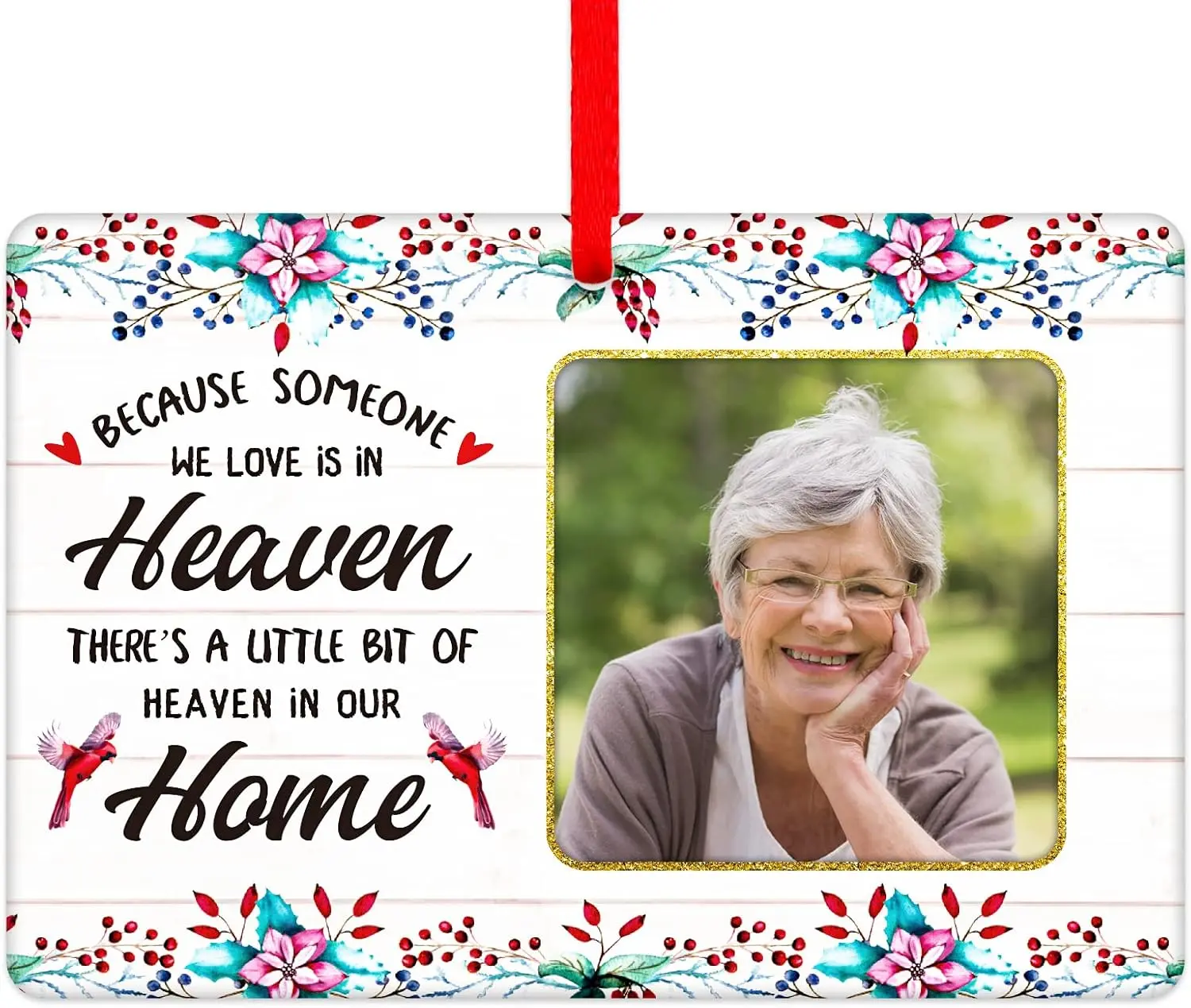 WhatSign Red Cardinal Christmas Picture Frame Ornament in Memory of Loved One Cardinal Ornament Photo Frame Christmas in Heaven Memorial Christmas Ornament for Christmas Tree Decoration Cardinal Gifts