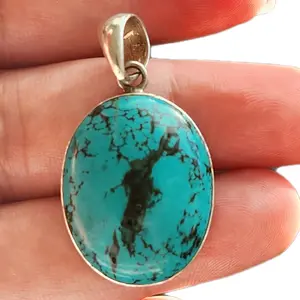 Handmade Turquoise Silver Pendant - Unisex Design with Intricate Sterling Silver Setting - Unique Jewelry for Everyday Wear