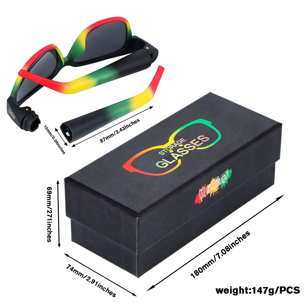 Sunglasses with hidden speaker tube storage tube, conical glasses storage sunglasses