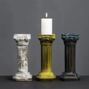 1pc Ceramic European Roman Column Candle Holder, Ideal for Hotel & Home Decoration, Candle Stand (Candle Not Included)