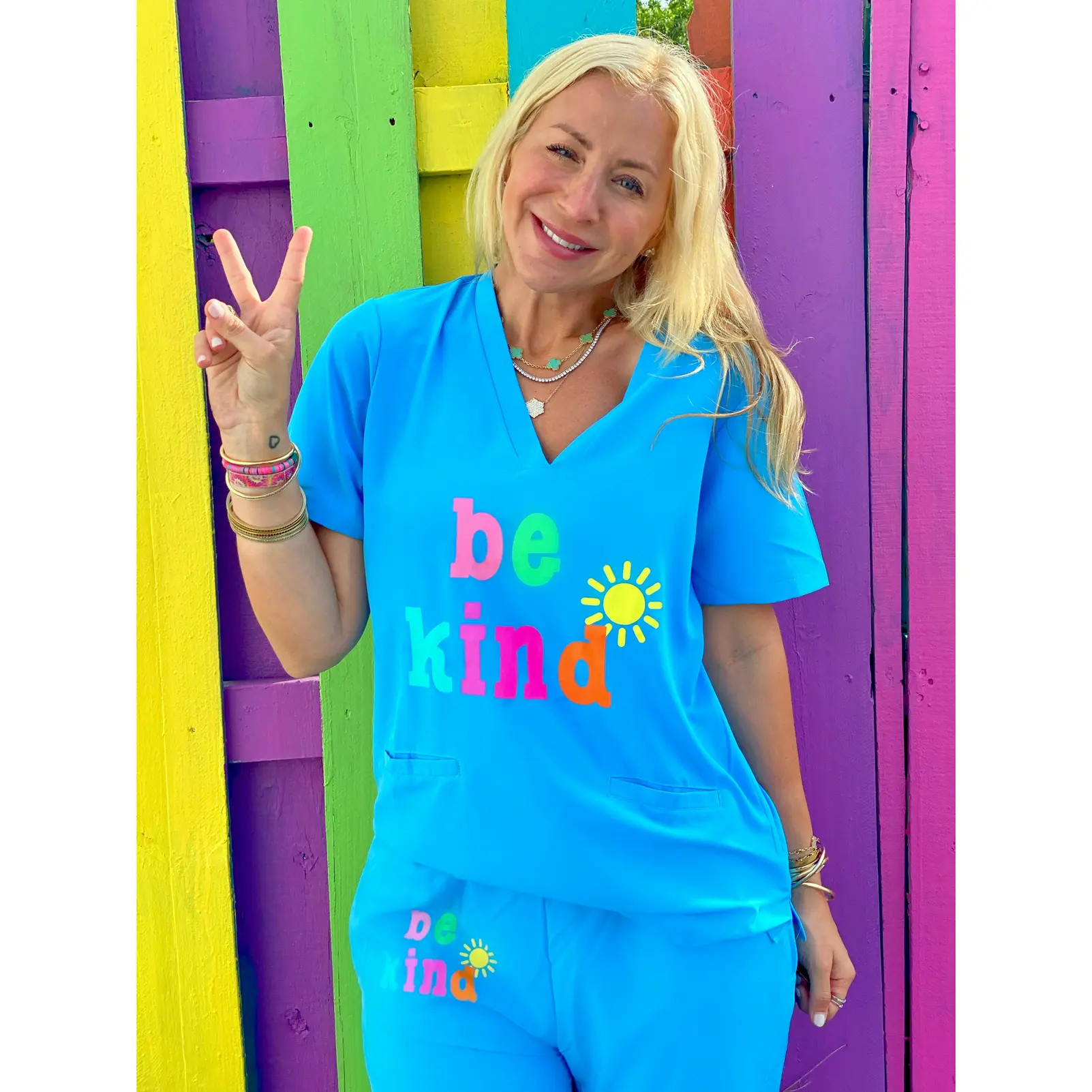Be Kind Light Blue Scrub Top