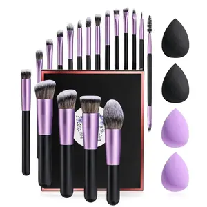 Makeup Brushes Premium Synthetic Foundation Powder Concealers Eye Shadows Makeup 18 Pcs Brush Set with 4 Pcs Makeup sponge Set