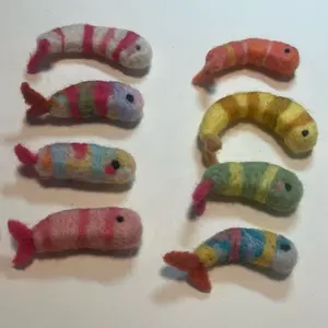 Needle Felted Shrimp sculpture