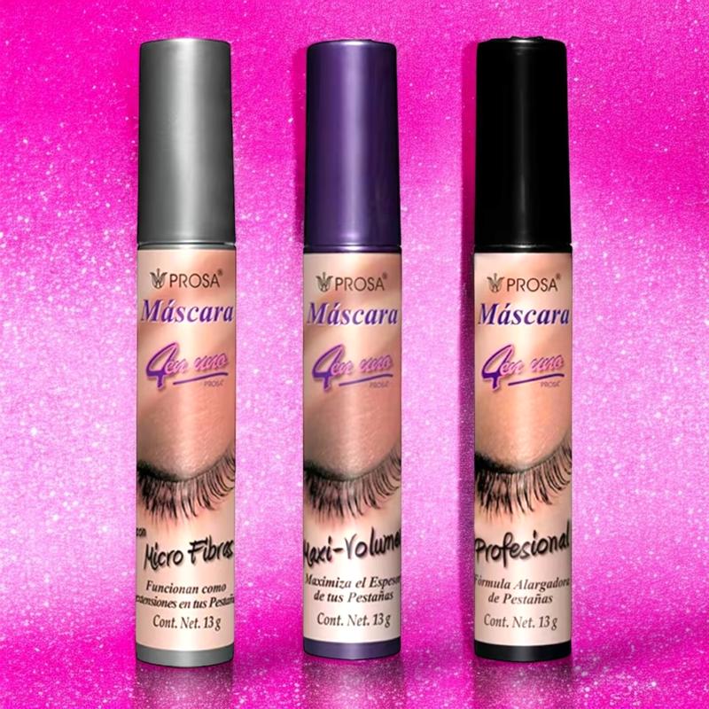 Prosa Viral 4 Pack - 4 in 1 Mascara Collection - Professional Silicone Brush for Natural Lash Definition & Longer Length - Makeup