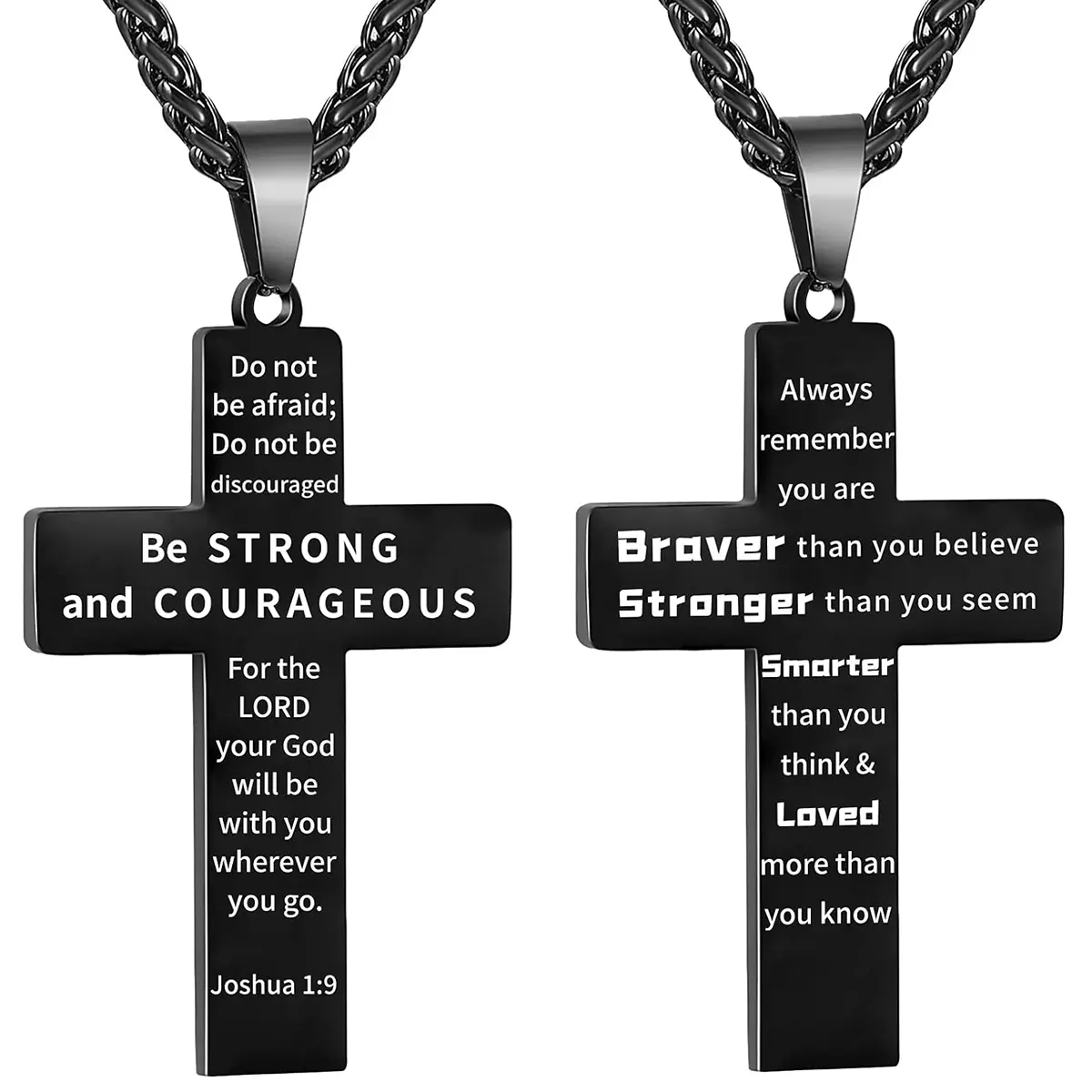 .C Stainless Steel Cross Pendant Necklace Chains With Bible Verse American Flags for Men Teens Boys Boyfriends Son Husband Father Christian Teenage Him Gifts Ideals for Chrismas Graduation Birthday Inspiration Courage Motivational Faith Cool Jewelry bruh