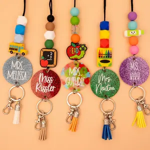 Cute personalized teacher name keychain – a meaningful gift for your female teacher.